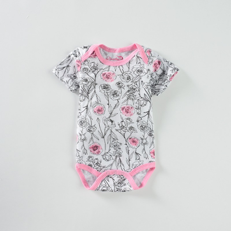 6M Short sleeve Cotton Baby onesie Beautiful Soft Breathable  Pink Floral