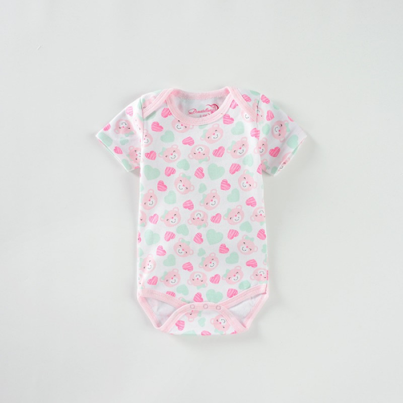6M Short sleeve Cotton Baby onesie Beautiful Soft Breathable Pink Teddy