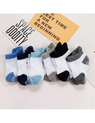 Non Slip 6 Pair Socks Combed Cotton for Kids, Anti Skid Socks 3Y - 5Y size Boy