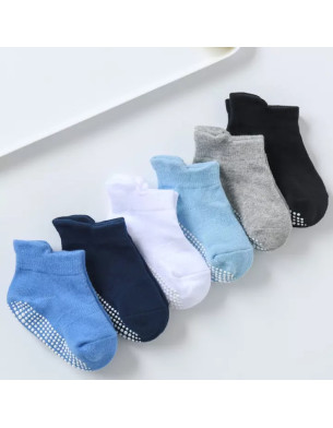 Non Slip Socks Combed Cotton set of 6 Pairs for Infant, Toddler, Kids, Anti Skid Socks 6M - 5 Years size Boys