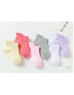 Non Slip Socks Combed Cotton for Infant, Toddler, Kids, Anti Skid Socks 6M - 5 Years size Girls 