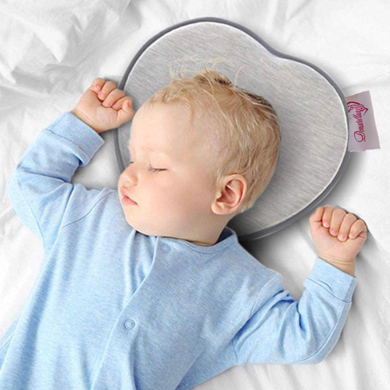 Newborn-3 Months Baby Head Shaping Pillow | Cushion for Flat Head Syndrome Prevention | Prevent Plagiocephaly | (Grey)
