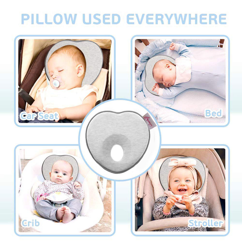 Newborn-3 Months Baby Head Shaping Pillow | Cushion for Flat Head Syndrome Prevention | Prevent Plagiocephaly | (Grey)