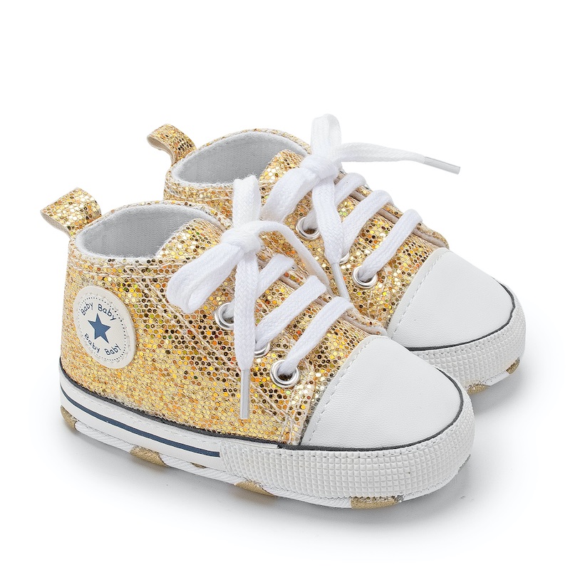 First Walker Casual sequins canvas shoes soft sole prewalker toddler baby Ankle shoes Gold