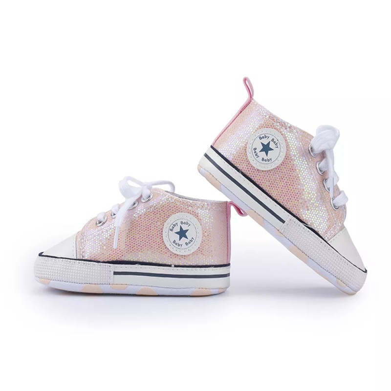 First Walker Casual sequins canvas shoes soft sole prewalker toddler baby Ankle shoes Pink