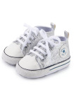 First Walker Casual sequins canvas shoes soft sole prewalker toddler baby Ankle shoes Silver 