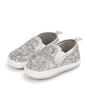 First Walker Sequin High Quality Moccasins Casual Comfortable Soft sole Flat Lazy Loafers baby toddler girl shoes Silver