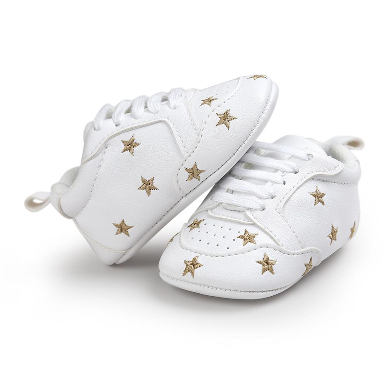 First Walker Fashion PU Leather cotton sole casual shoes first walking shoes Star white color