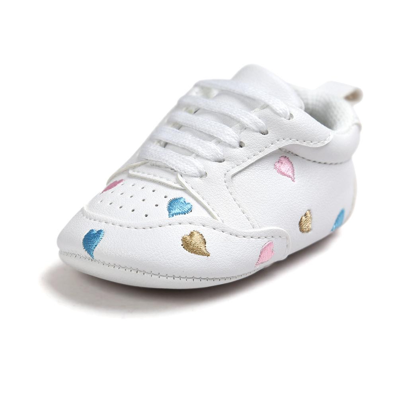 First Walker Fashion PU Leather cotton sole casual shoes first walking shoes Hearts white color
