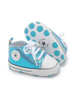 First Walker Casual sequins canvas shoes soft sole prewalker toddler baby Ankle shoes Blue