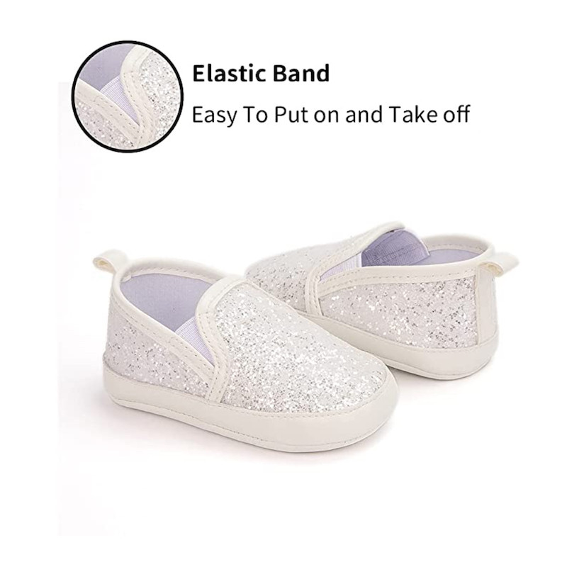 First Walker Sequin High Quality Moccasins Casual Comfortable Soft sole Flat Lazy Loafers baby toddler girl shoes White