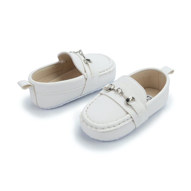 First walker Pu leather dress baby boy Soft sole infant Moccasins baby loafers shoes White