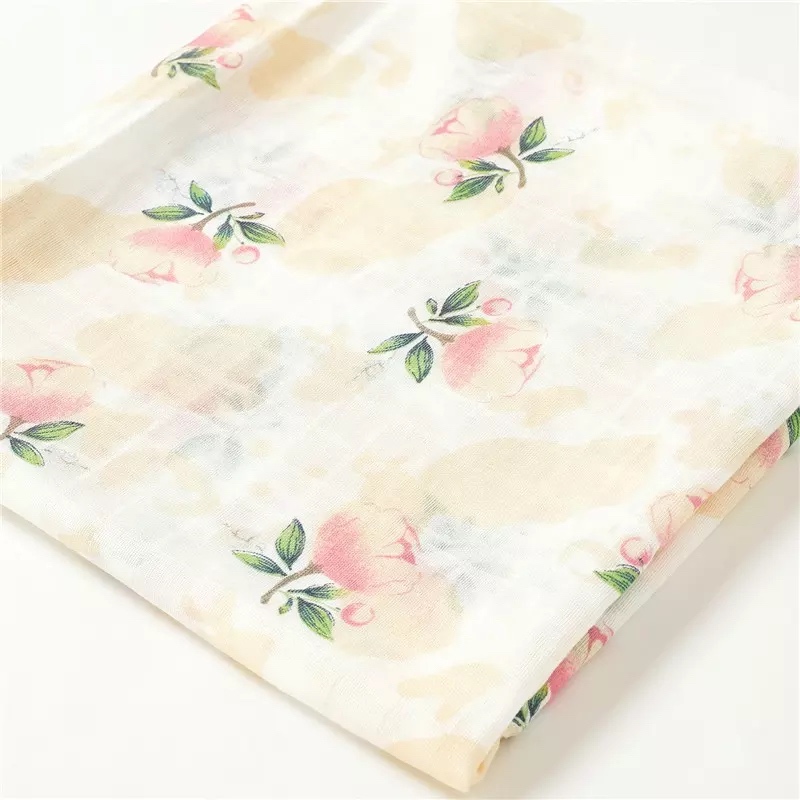 Super Soft Bamboo Organic cotton Muslin Baby Swaddle Blanket - Rose 