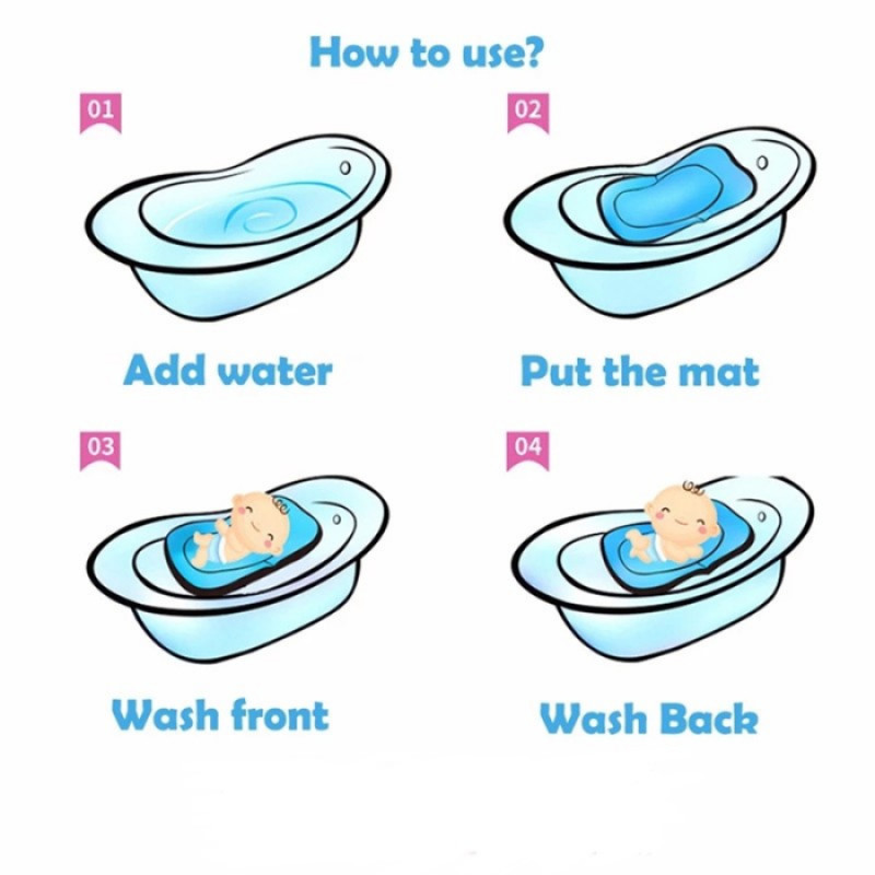 Foldable Non-Slip Soft Baby Boy Bath Pillow Padding Soft Infant Lounger for Tub Sink Blue 0-9M