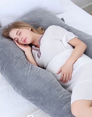 Full Body Pregnancy Pillow Velvet Cover Grey