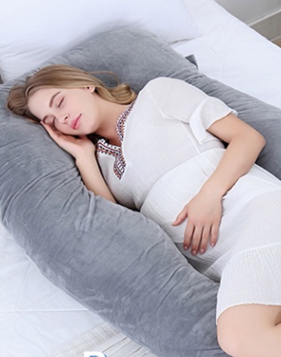 Full Body Pregnancy Pillow Velvet Cover Grey U Shape Maternity Support for Back Hips Legs Belly for Pregnant Women