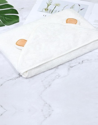 Hypoallergenic White Plush Soft Baby Hooded Towel