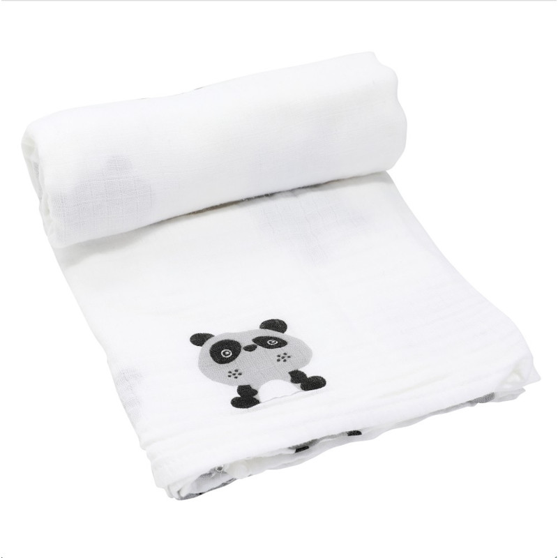Organic 100% Cotton Panda Muslin Swaddle Blankets,soft,Hypoallergenic,120 x 120 cm fashionable! ( 1 Swaddle ) Perfect for Sensitive Skin