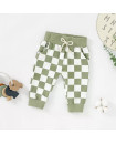 Toddler Pullover Drop Sleeve Elastic Plaid Pants Organic Cotton French Terry