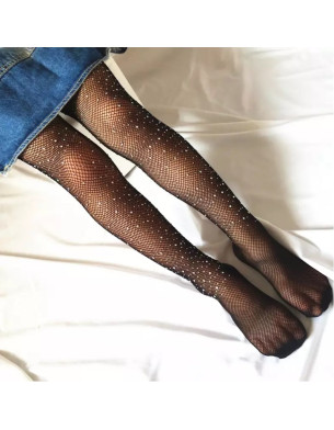 Girls 6y-16y Tights Children's Fishnet Tight Sparkle Rhinestone Summer Hollow Out Pantyhose 