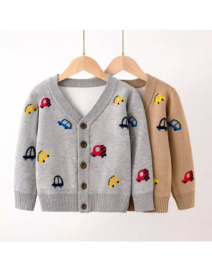 2Y-6Y Cardigan Sweater Comfortable Cozy Cars Pattern