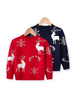 2Y-6Y Snowflake Elk Sweater Toddler kids Winter Knit Top