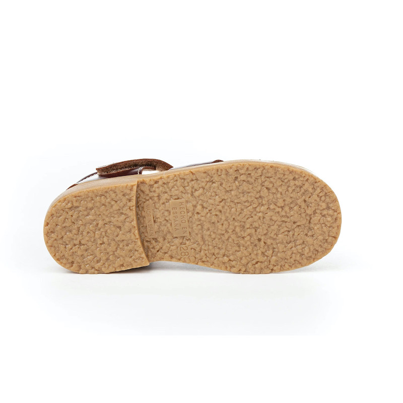 Made in Spain Classic Napa Leather Velcro Sandals Boys EU25-EU34 Brown