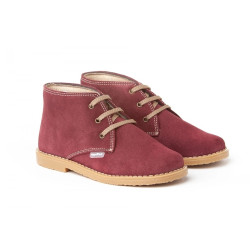 Made in Spain Boys Suede Safari Boot EU20-EU31 Burgundy