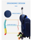 Waterproof 6 Wheel Trolley Backpack Adjustable Handle School Bag Blue
