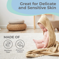 Newborn to 5 years 600 GSM soft plush Bamboo Hooded Baby Bath Towel 90 x 90 cm White Oat Brick red Grey colors