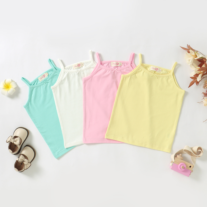 Organic Cotton 5y-12y Girls Undershirts Cami-Tank Top Super Soft Fashion Girls sleeveless Tees