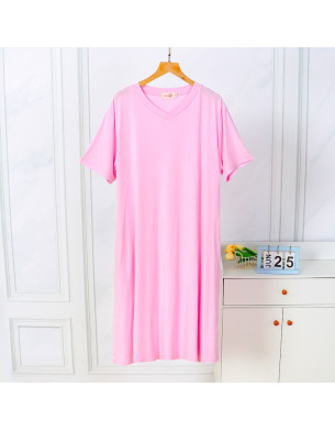 Super Soft Bamboo Non-See-Through Causal Nightgowns Summer Women Dress B011 Pink