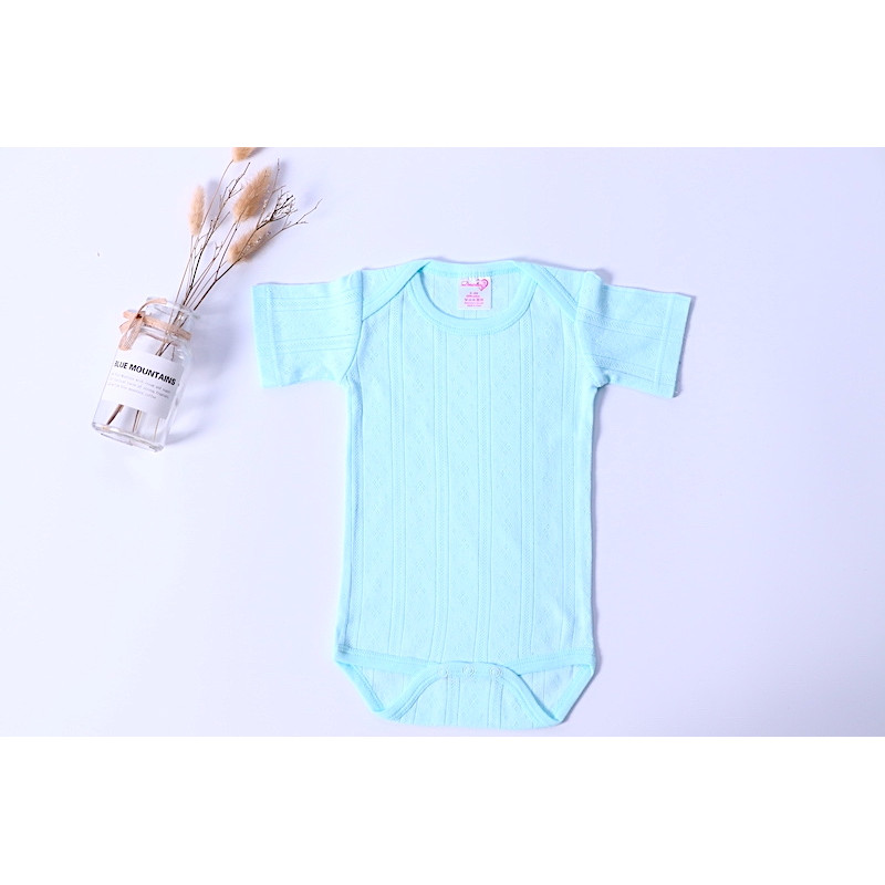 6M short Sleeve Jacquard Cotton Breathable Summer Baby Onesie 6 colors