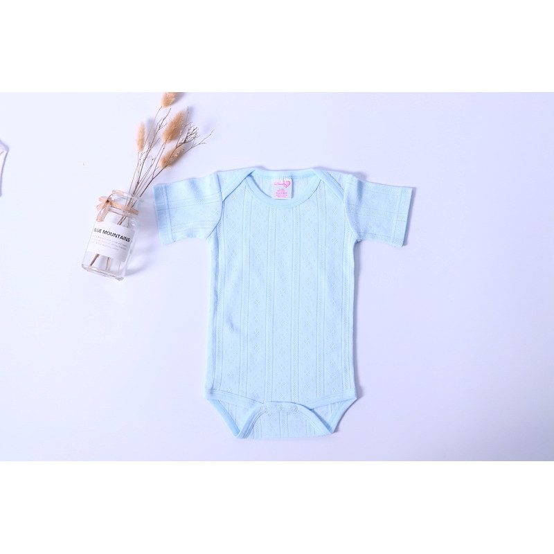 6M short Sleeve Jacquard Cotton Breathable Summer Baby Onesie 6 colors