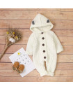 White 3M-24M Three Dimensional Small Ear Hooded Knitted Baby Romper