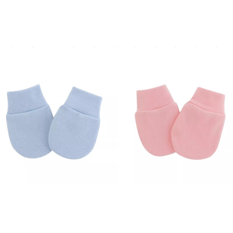 Blue Pink 0-6M Organic Cotton Baby No Scratch Mittens