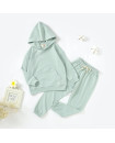 Organic Cotton 2Y-7Y Autumn Winter Casual Pullover Hooded Sweatshirt Pant set BS85F