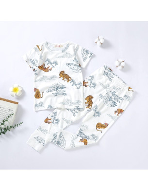 Pajama Set 2Y-7Y Organic Cotton O-neck Super Soft And Breathable Tiger HY6007-24