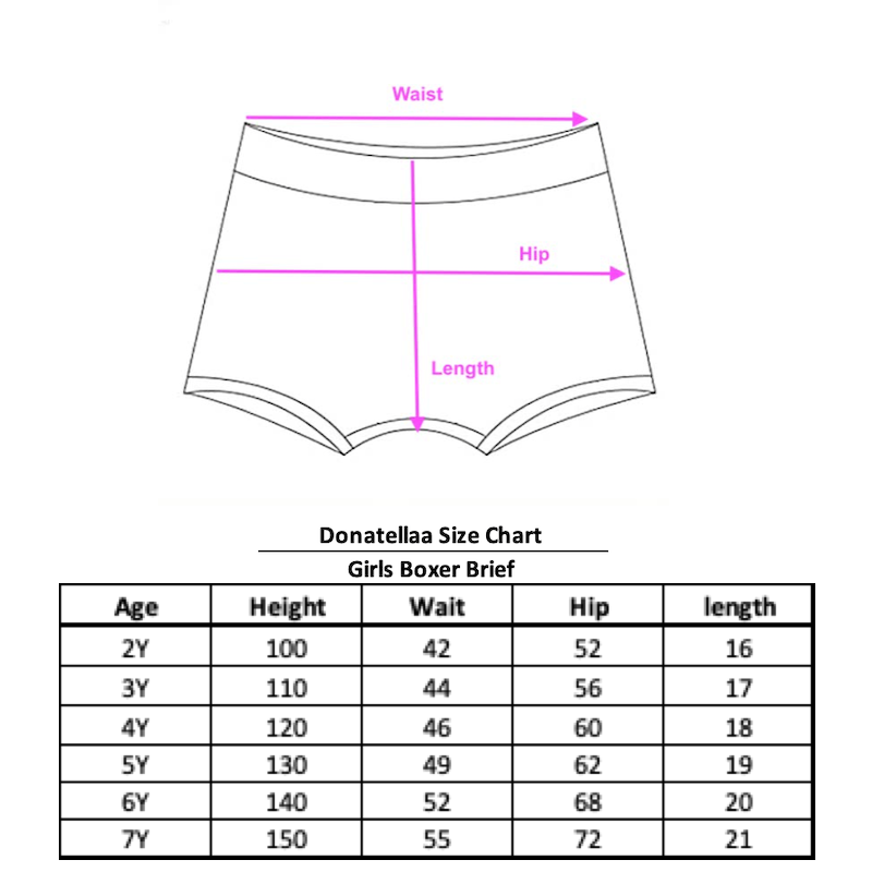 Little Girls 2Y-7Y Set of 3 Boxer Brief Underwear combed cotton PJ101 rainbow group H370