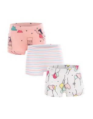 Little Girls 2Y-7Y Set of 3 Boxer Briefs Underwear combed cotton-PJ103-Balloon group H370