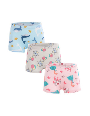 Little Girls 2Y-7Y Set of 3 Boxer Briefs Underwear combed cotton-PJ108-Dolphin group H370