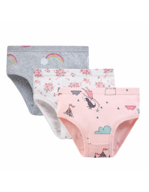 Girls 2Y-7Y Soft Cotton Pack of 3 underwear Briefs SJ206 Castle H103