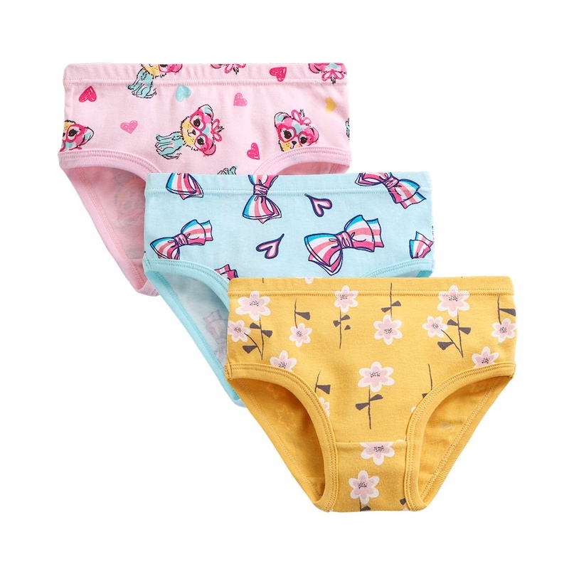 Girls 2Y-7Y Soft Combed Cotton Pack of 3 underwear Briefs SJ214 Flowers H103