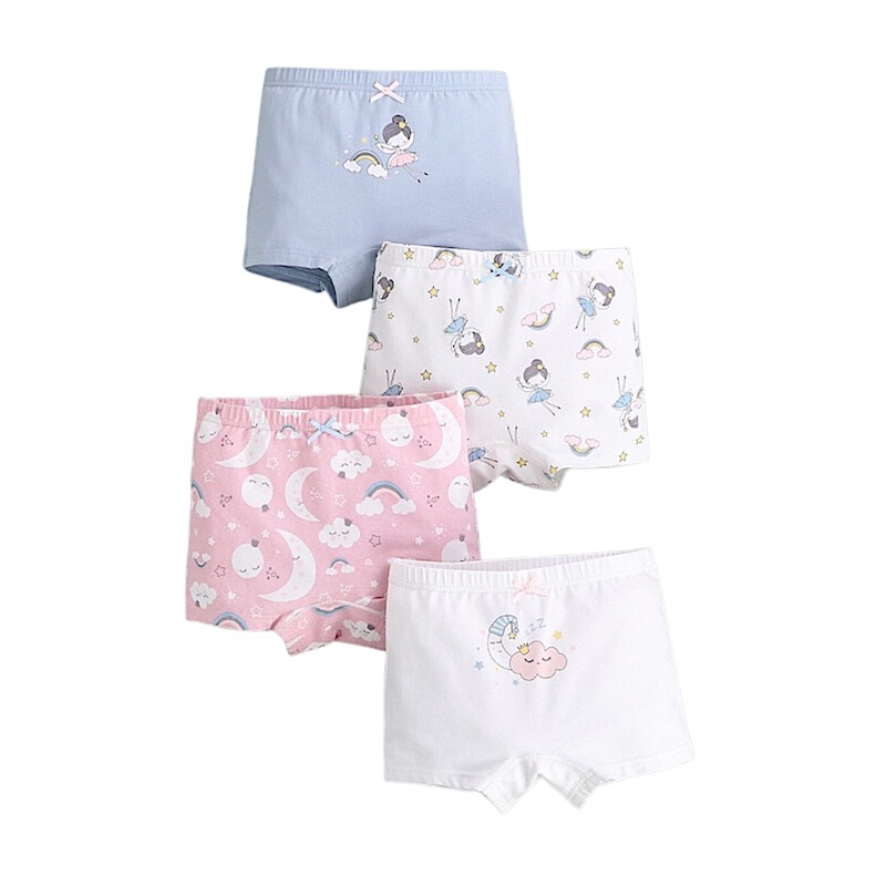 Girls Underwear Pack of 4 Combed Cotton Boxer Briefs SJ277 Moon Princess H806
