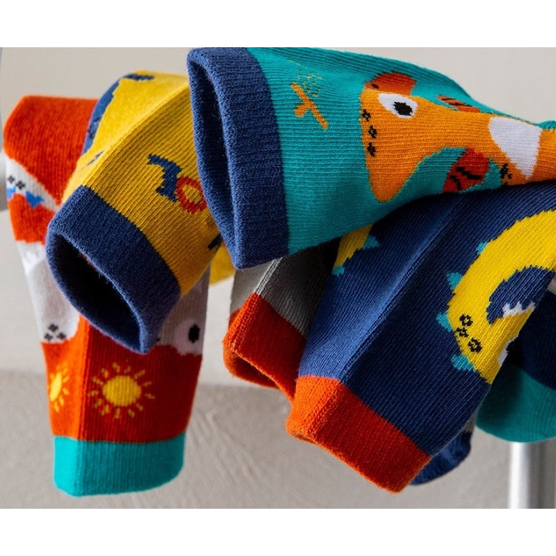 Children's 3Y-5Y Set of 5 cartoon dinosaur colorful crew socks for boys-KS48