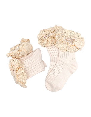 Girls 3 Pairs White 3Y-8Y Cotton Frilly Socks-KS94