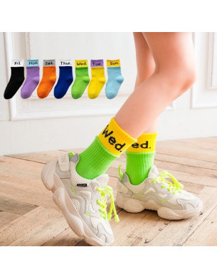 Girls 6-12 Years Days of the week Sat-Fri Cotton Socks 7 Pairs sporty casual socks 
