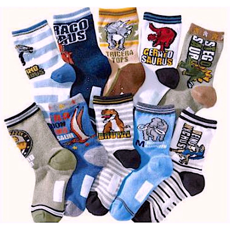 Kids Dinosaurs Design 6Y-8Y Cotton Socks Set of 10 Pairs KS72