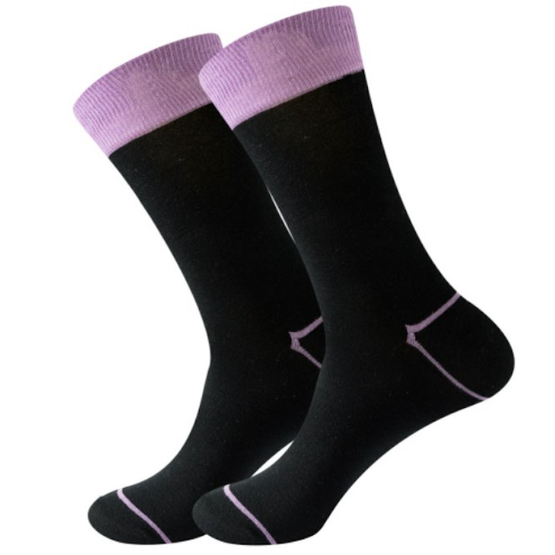 Unisex EU 38-46 Anti-Odor Black Socks Colorful Cuffs Premium Bamboo Crew Socks Super Soft 6 Pairs
