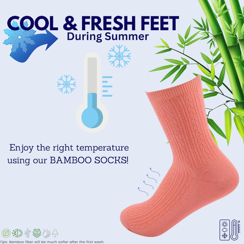 Anti-Odor EU 38-41 Women Summer Spring Bamboo Socks Set of 6 pairs S04